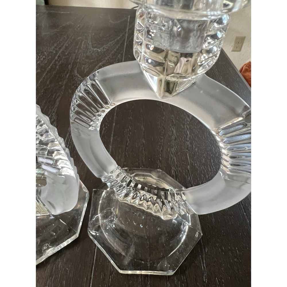 Pair Of Vintage Glass Candle Holders 1920/1930 - Picture 13 of 16